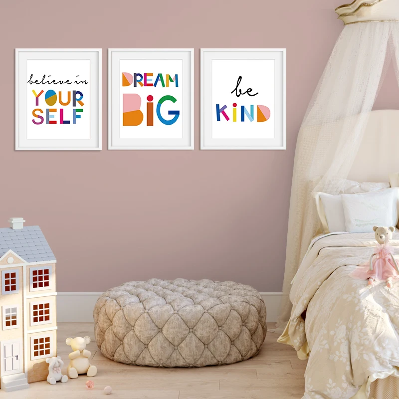 BANMU Cute Motivational Quote Phrases Wall Art Poster Kids Nursery Home Decor Modern Colorful Text Canvas Paintings | Дом и сад