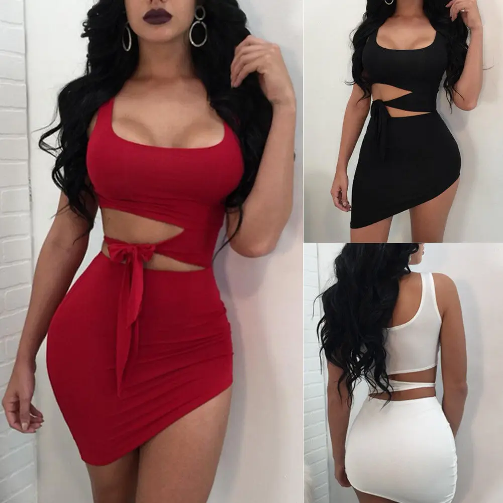 

Women Sexy Hollow Out Bodycon Bandage Stretchy Short Dress Lady Summer Casual Solid Mini Dresses Evening Party Cocktail Club