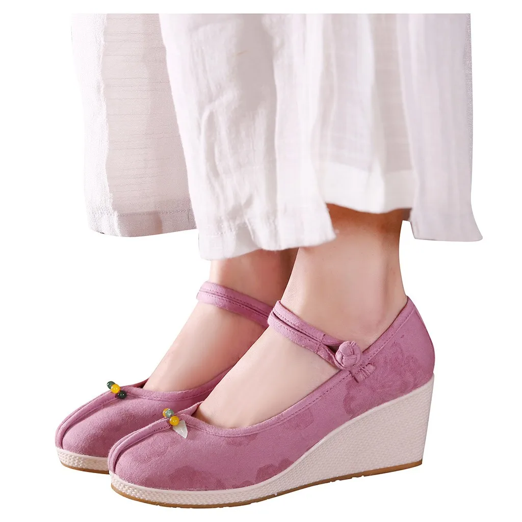 SAGACE/обувь с вышивкой Женская обувь в винтажном стиле изящная элегантная Тканевая