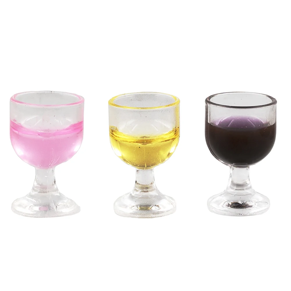 2Pcs 1/12 Dollhouse Miniature Accessories Mini Red Wine Cup Simulation Wine Glass Goblet  for Doll House Decoration ob11
