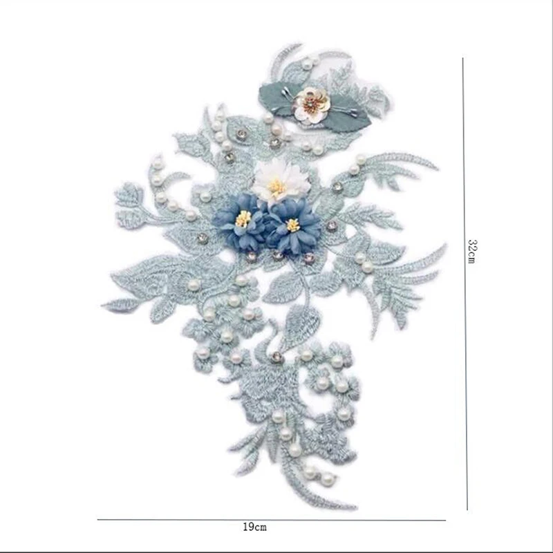 Летние вышитые бисером кружева ручной работы 3D тканевые наклейки цветок с