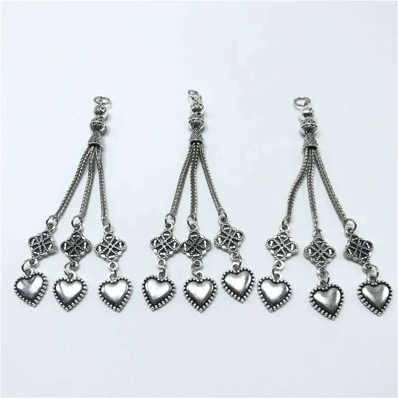 3 шт. кулон в форме сердца металлическая кисточка для изготовления ювелирных