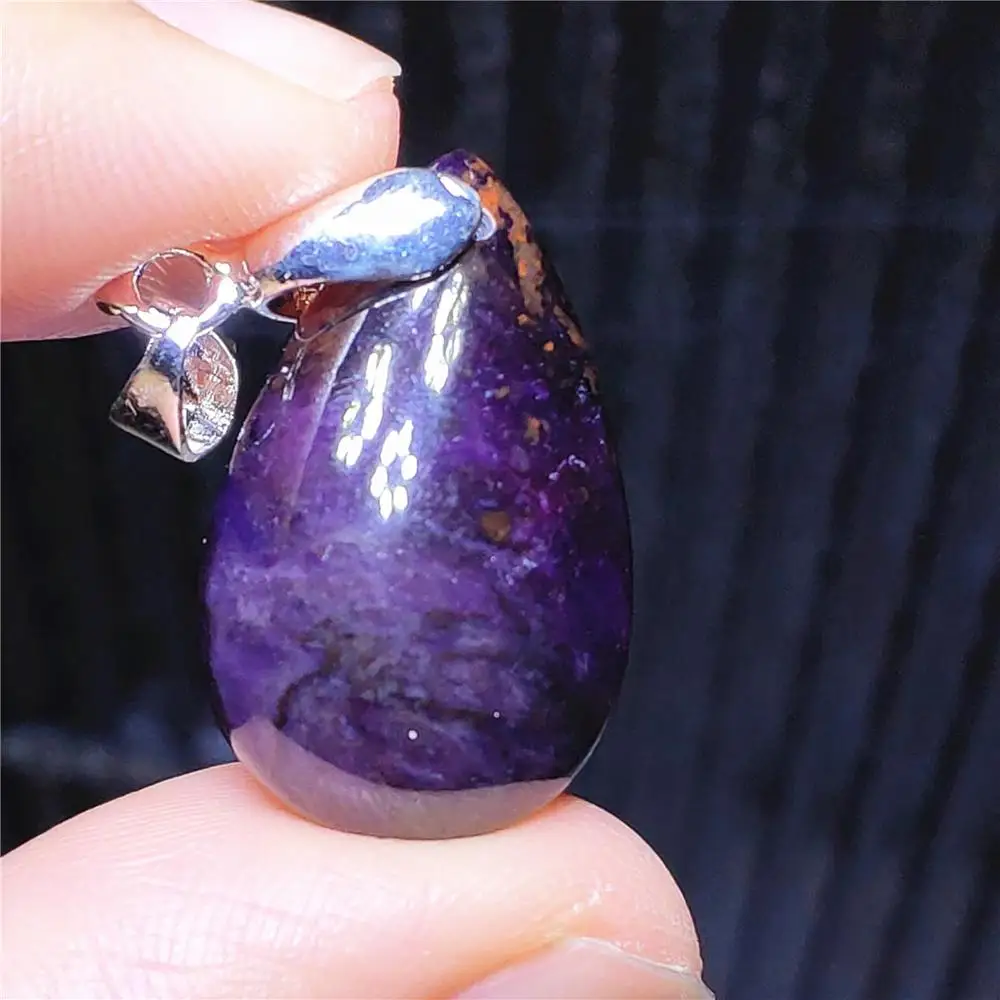 

100% Natural Purple Sugilite South Africa Pendant Water Drop Women Men Reiki 23x14x7mm Fashion Necklace AAAAA