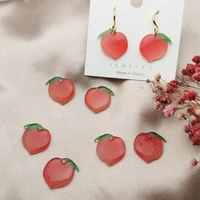 10pcspack arcylic plastic peach earring metal charms barcelet diy fashion handmade jewelry accessories 23x24mm