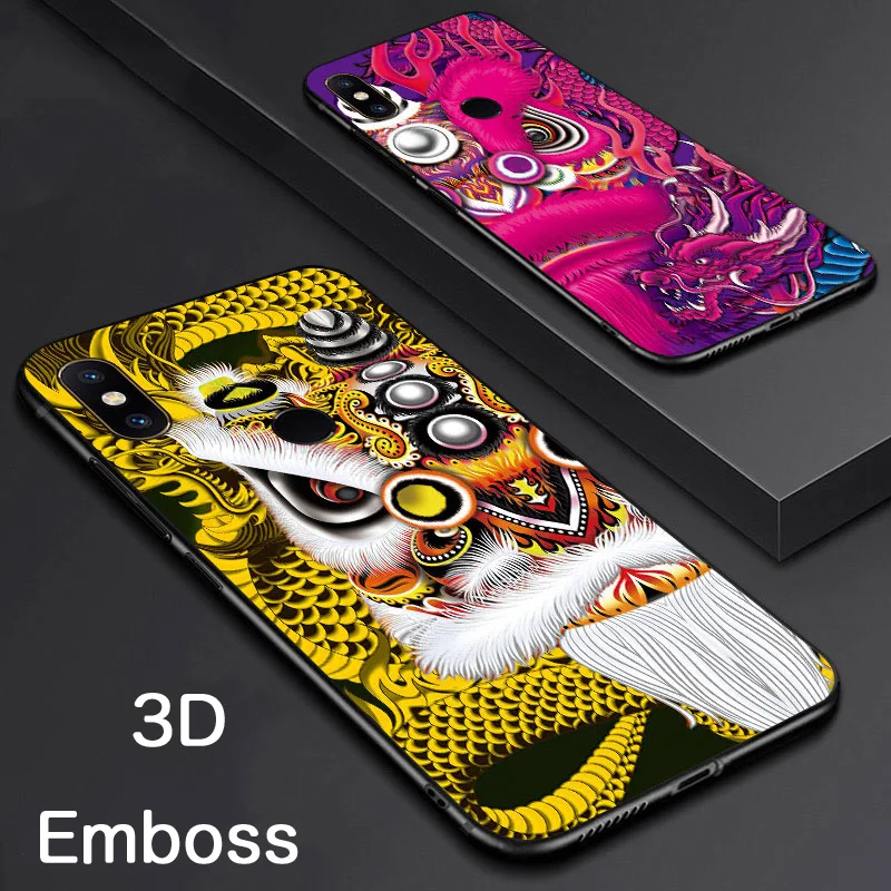 mi8 mix3 mix2s Case Chinese dragon lion Wolf world Tempered glass Cover Shock-Proof case For Xiaomi MI MIX 3 2S mi 8 |