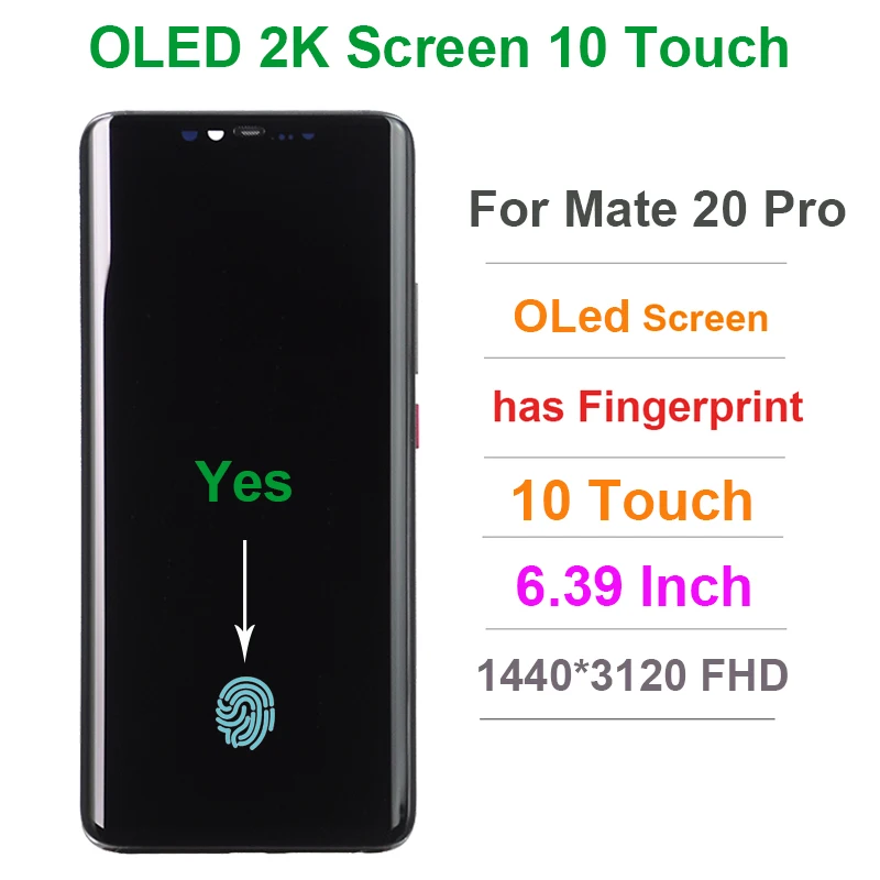Дисплей 2K OLed для Huawei Mate 20 Pro сенсорный экран 10 с дигитайзером замена экрана Mate20