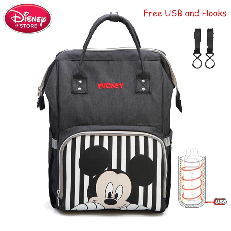 Сумка disney, рюкзак с Микки Маусом, USB, с подогревом, для мамы, ребенка, сумки для беременных, сумка для путешествий, для мам, сумка для подгузников, для ухода за ребенком - Цвет: Grey