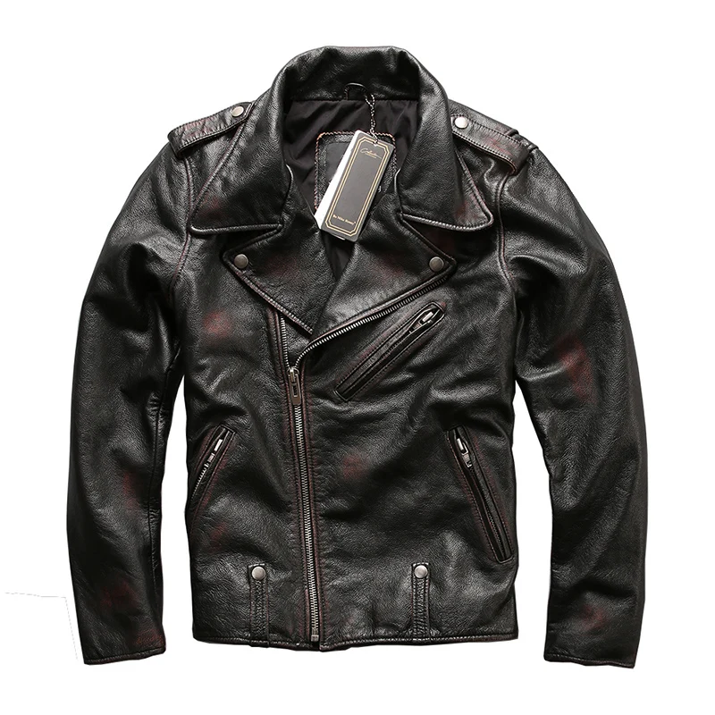 Мужская итальянская винтажная мотоциклетная куртка 2020 из натуральной кожи