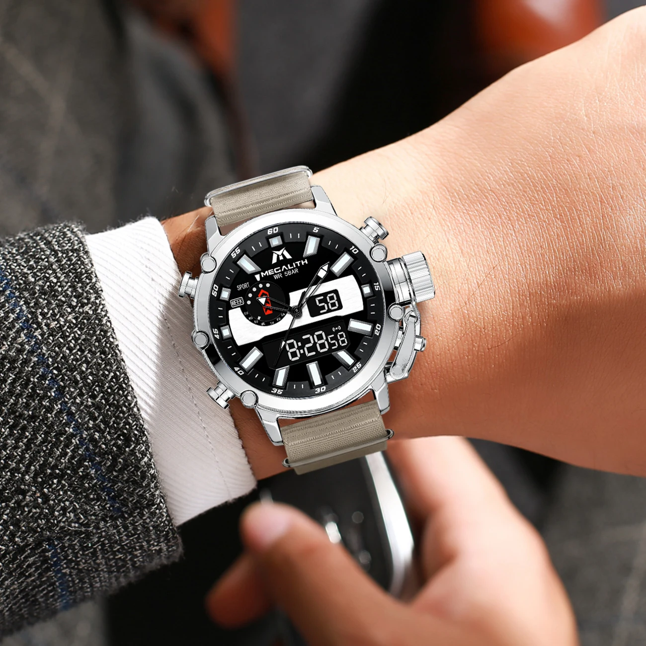 Оптовая цена MEGALITH часы мужские многофункциональные водонепроницаемые