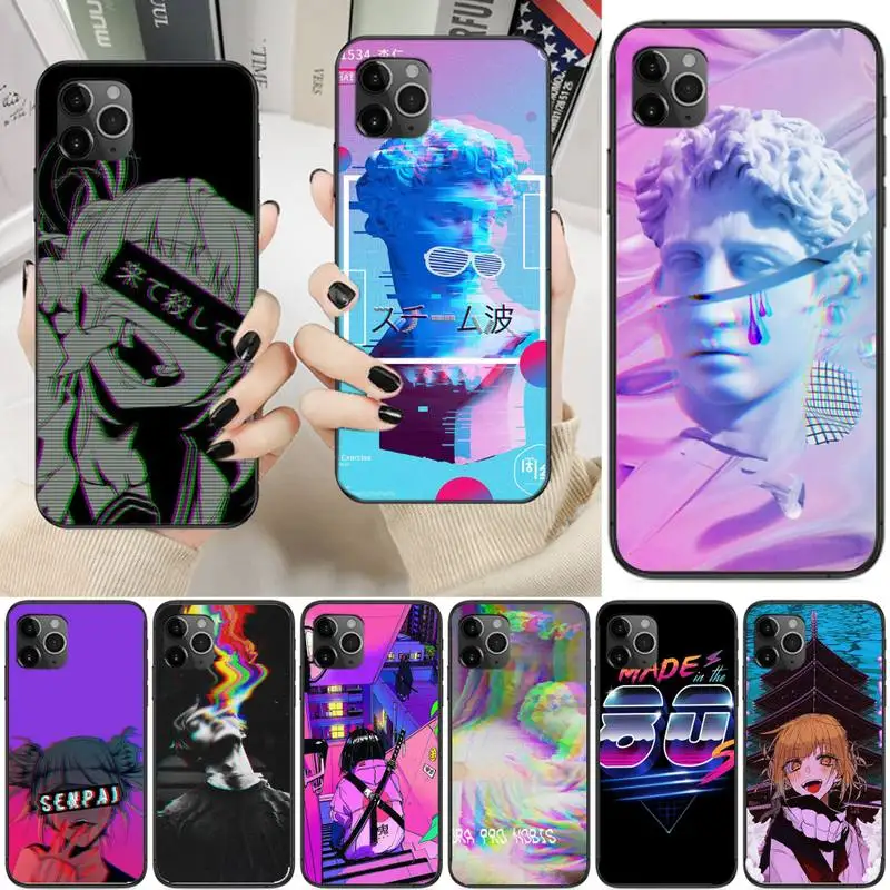 

Vaporwave Glitch Aesthetics Anime Phone Case For Iphone 6 6s 7 8 Plus XR X XS XSmax 11 12 13 Pro Mini Max
