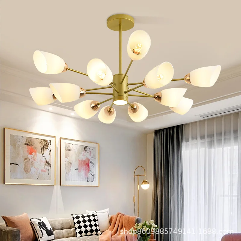 Американская винтажная большая люстра-прожектор белое стекло бра для гостиной