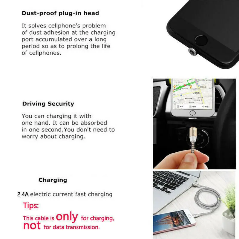 Магнитный адаптер 1 м 2 3 360 ° Micro USB IOS C 2.4A Быстрый usb кабель для зарядки samsung S6 S7 S8 IPhone