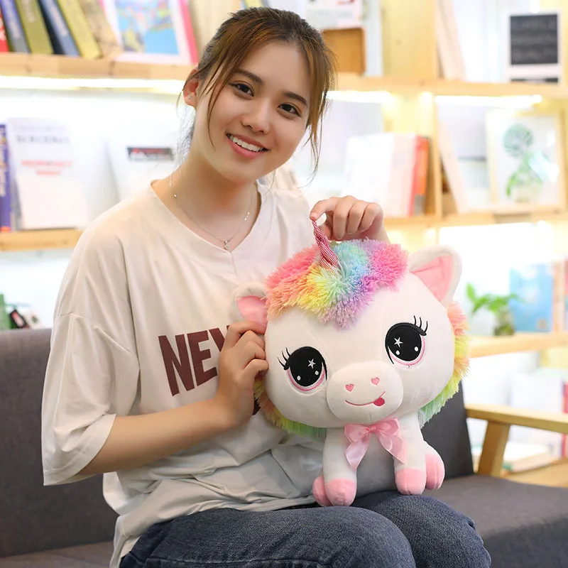 

Cartoon Color Unicorns Pony Horse Cute Pillow Stuffed Baby Gift House Decor Lovely Soft Pillow Plush Toy Comfortable Cushion