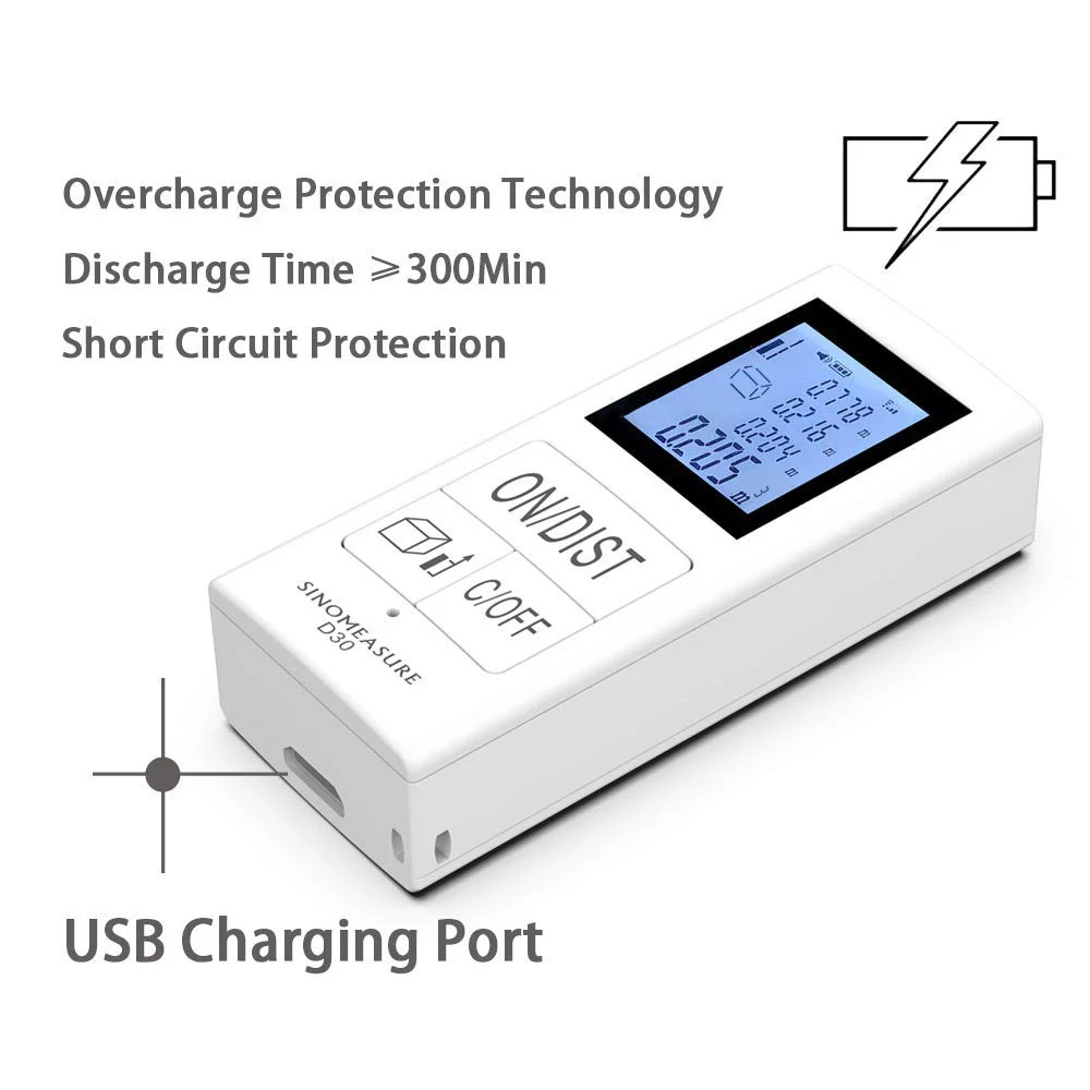 98 футов/30 м Мини цифровой лазерный дальномер перезаряжаемый инструмент для