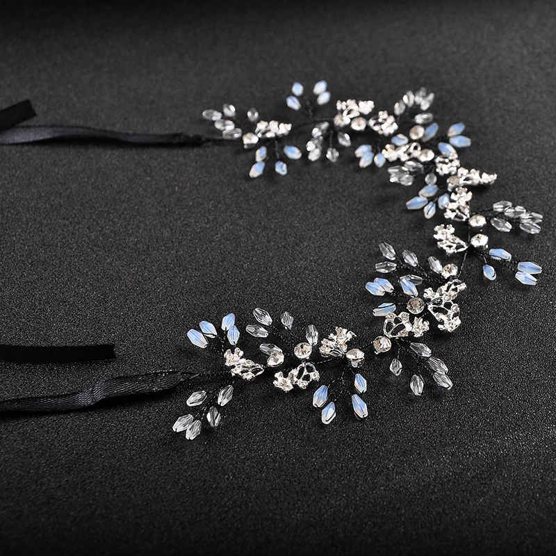 Обруч для волос Женский Свадебный стразы черного цвета украшение на голову |