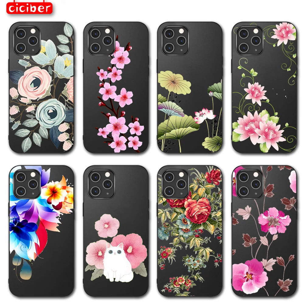 

Plant flowers for iPhone 13 mobile phone case iPhone 11 12 13 Pro XS Max Mini 7 8 6 6S Plus XR X 5S SE Soft TPU Phone Back Funda