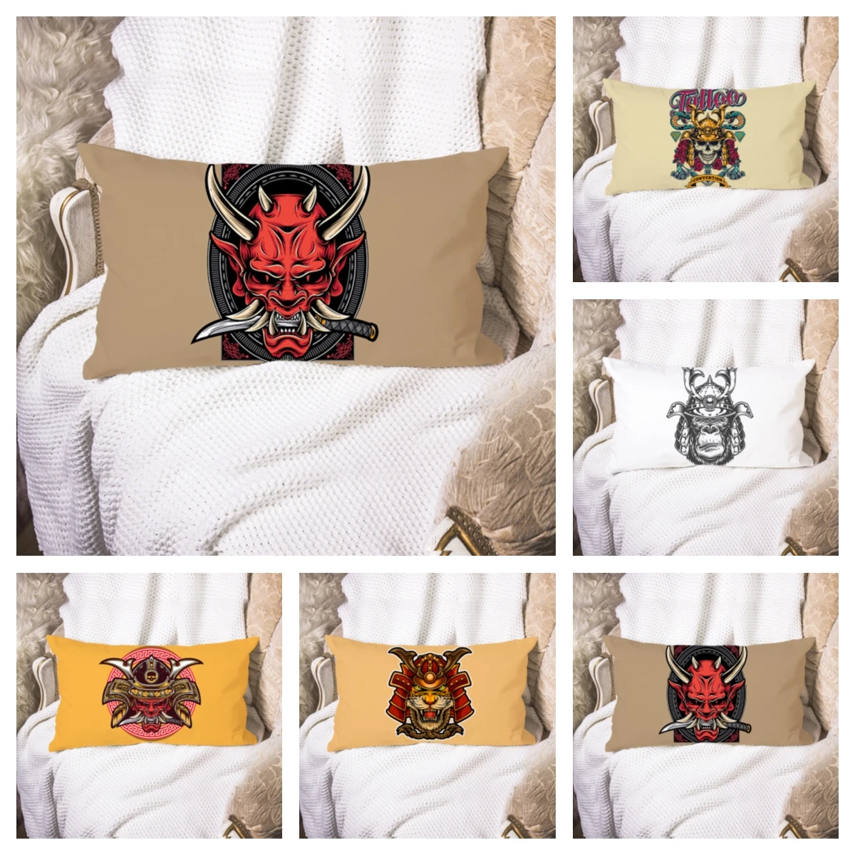 

Japanese samurai cartoon character cartoon mask living room holding pillowcase office cushion cover car pillowcase Japanese