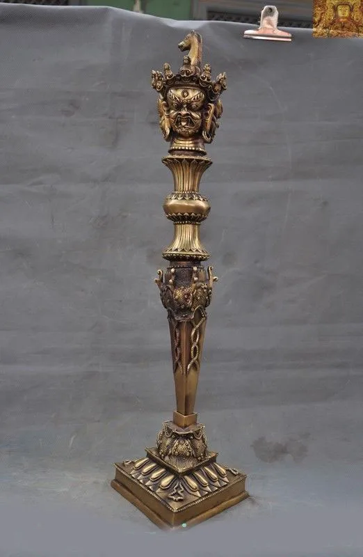 

christmas Tibetan Buddhism bronze horse Mahakala Buddha head Exorcism Vajra Phurpa Dagger New Year