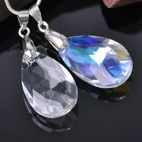 5pcs teardrop prism faceted crystal glass loose crafts pendant beads for jewelry making diy curtain chandelier