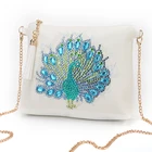 Кожаный кошелек с алмазной вышивкой, с цепочкой через плечо