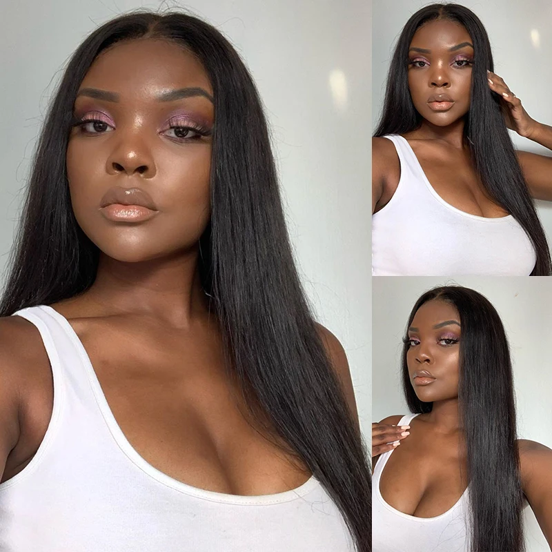 Парики из человеческих волос KL на сетке спереди прямые предварительно