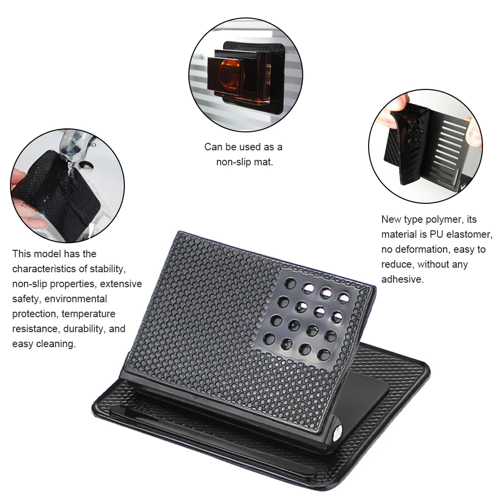 silicone black anti slip portable car mobile phone holder mat gps mount bracket 360 degree rotatable dashboard anti slip pad free global shipping