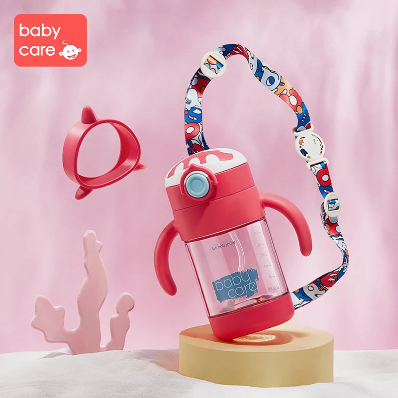 babycare 300ml Learning Water Straw Babi Cup Baby Drinking Handle Sippy Kindergarten Children Sport | Мать и ребенок
