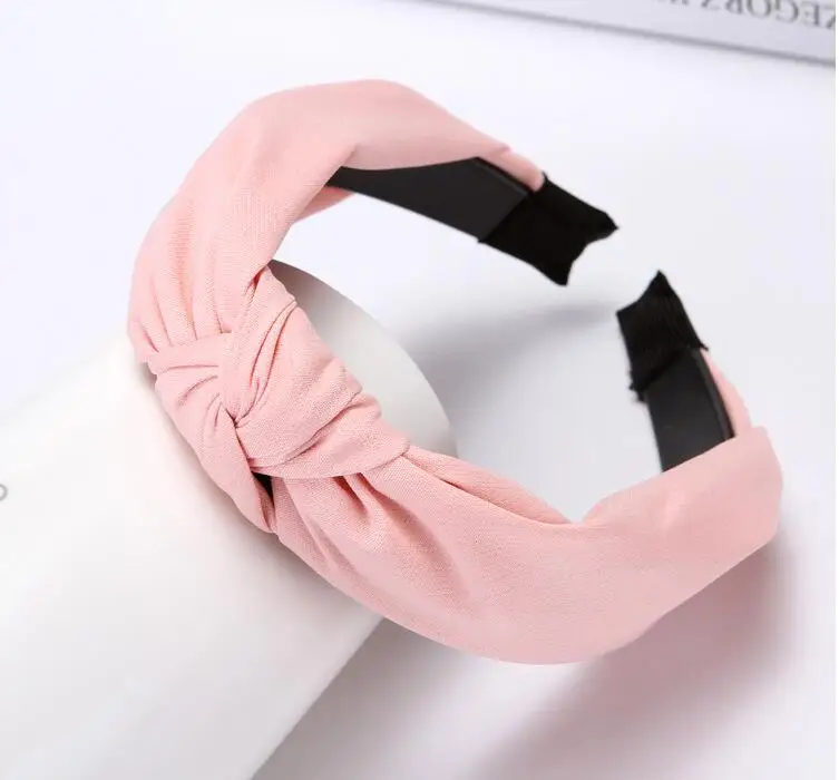 Модная лента для волос с обручами для женщин, заколки для волос, повязки на голову, однотонные узловые банданы для женщин, аксессуары для головы.
