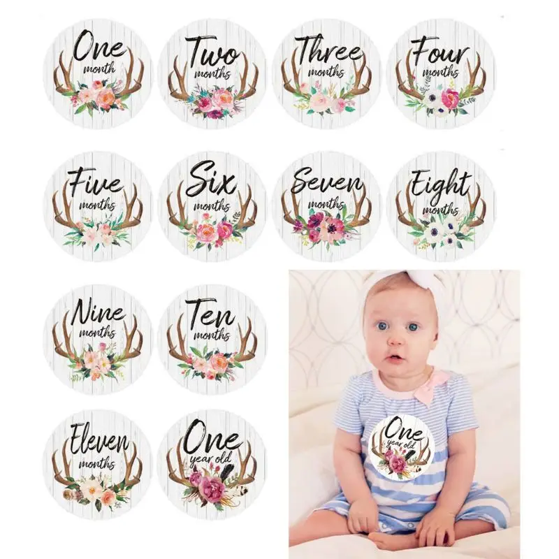 

2021 New First Year Monthly Milestone Photo Sharing Baby Belly Stickers, 1-12 Months, Neutral
