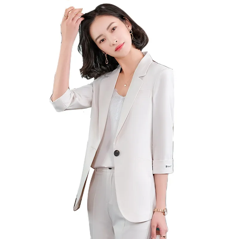 

New Spring Summer Women's Jacket 2021 Lady Slim Blazer Women Casual Seven Points sleeve short sleeve Sleeve Coat Plus Size4XL
