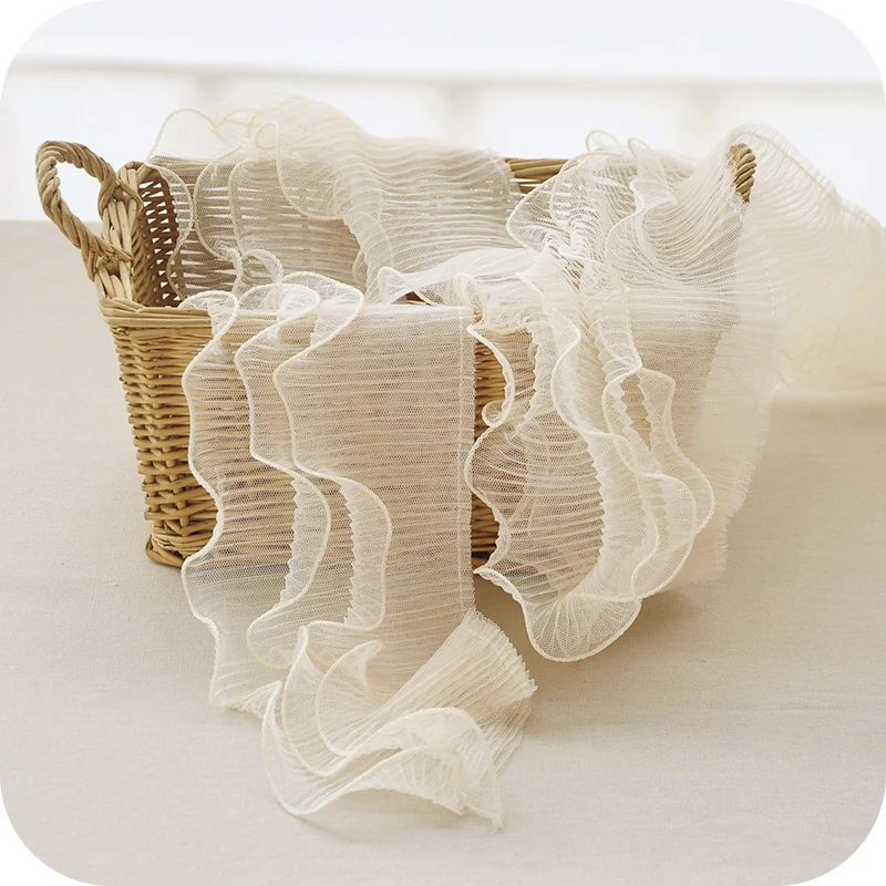 2 м/лот 3 многоярусные плиссированные шифоновые сетчатые кружева с оборками