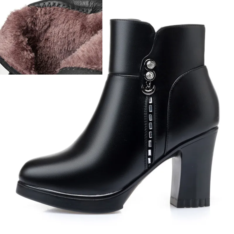 fluff Heel 8.5cm AIYUQI; женские ботиночки; Сезон Зима; Новинка года; Блестящие модные ботинки на высоком каблуке из толстой шерсти; теплые женские ботиночки; короткие; большие размеры - Цвет: fluff Heel 8.5cm