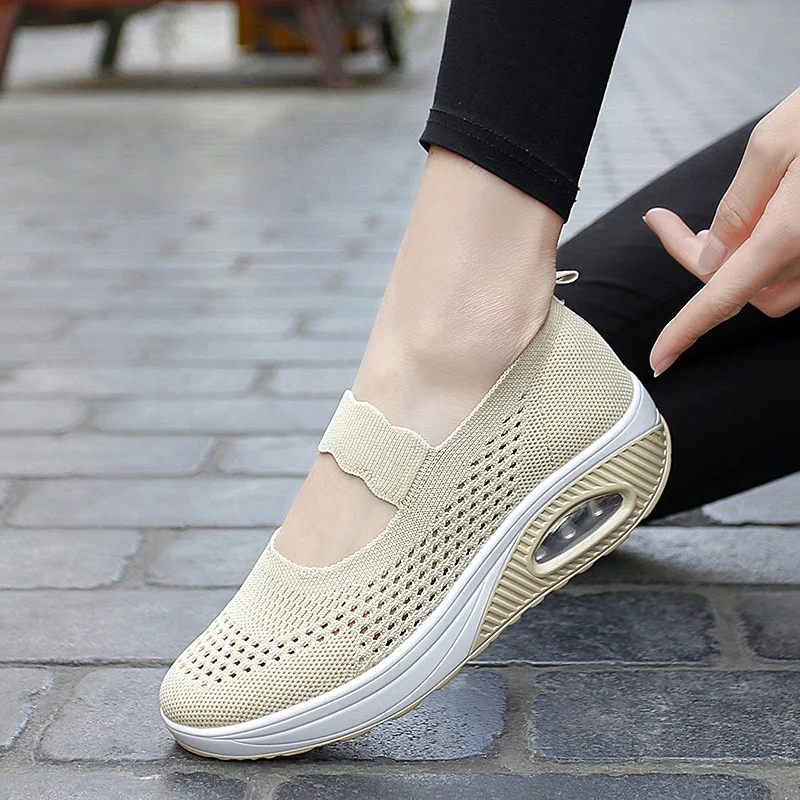 

Plus Size 35-42 Flat Platform Sneakers Women Shoes Summer Breathable Slip on Walking Shoes for Mother Tenis Feminino