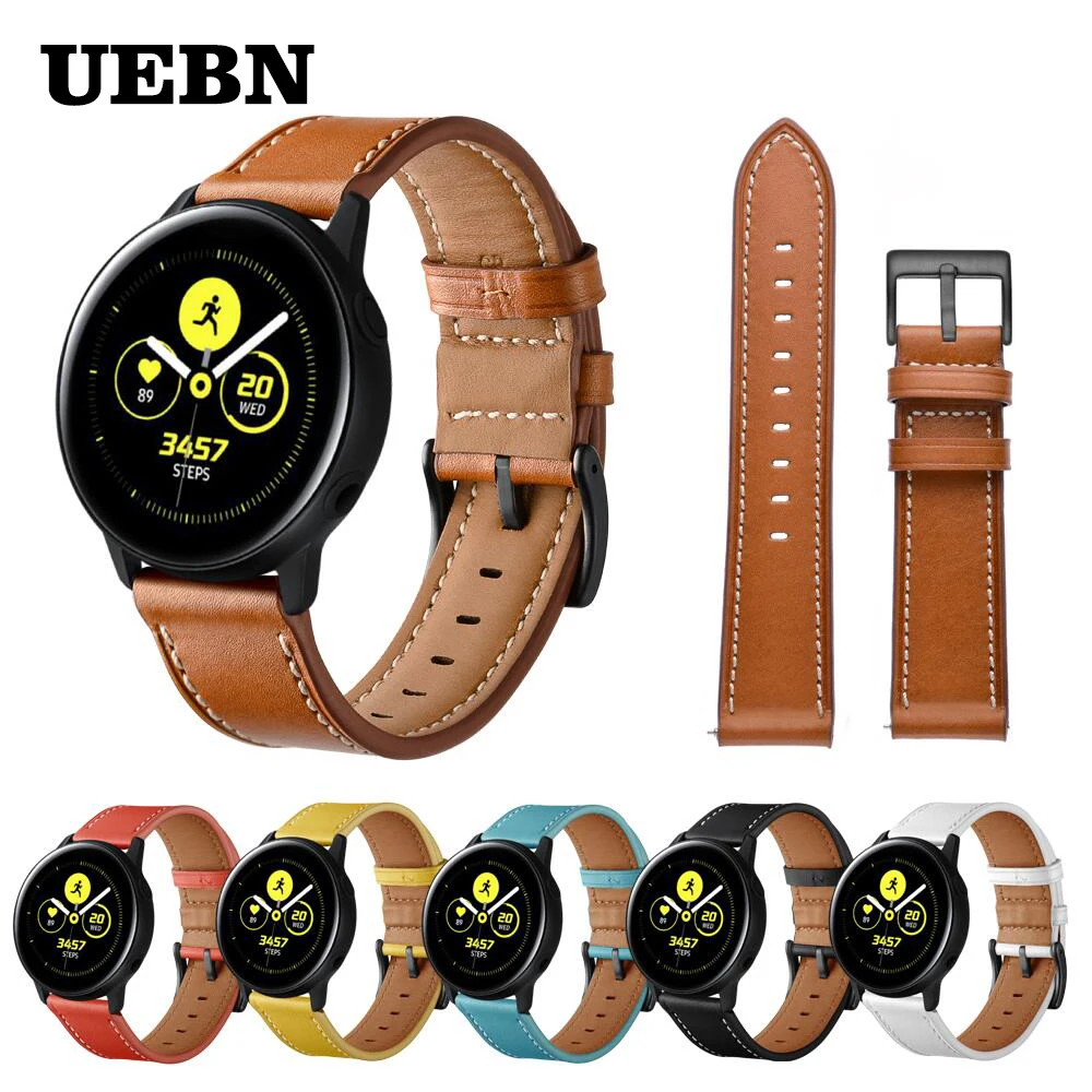 Ремешок UEBN кожаный для Samsung Galaxy Watch Active 1/2 браслет galaxy watch 42 мм 20 мм|Ремешки часов| |