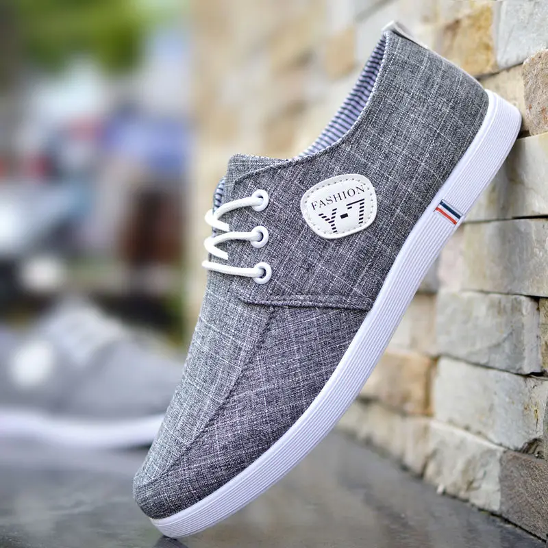 

Blue Anti-odor Canvas Shoes Man Summer Cotton Linen Sneakers Men's Plimsoll Shoes Breathable Men Low Cut Printed Sneakers Male