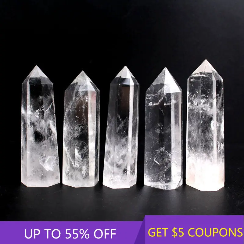 

30-70mm AAA Natural White Clear Quartz Crystal Point Stone Hexagonal Wand Obelisk Healing Gemstone Energy Ore Mineral Rock Decor