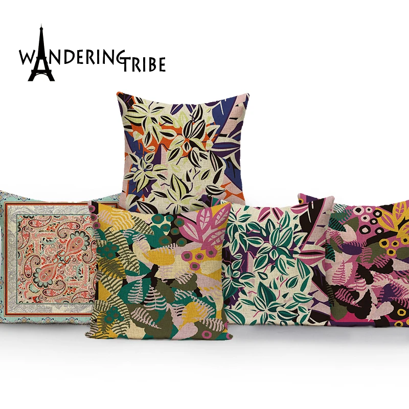 

Colorful flower pillow covers decorative Vintage plant cushion cover print pineapple throw pillow cover home decor case cushions