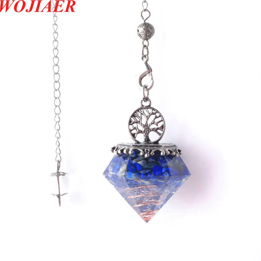 

WOJIAER Geometry Healing Pendulums Chakra Lapis Lazuli Pendant Antique Tree of Life Crystal Gemstone Pendulum Pendulo O9379