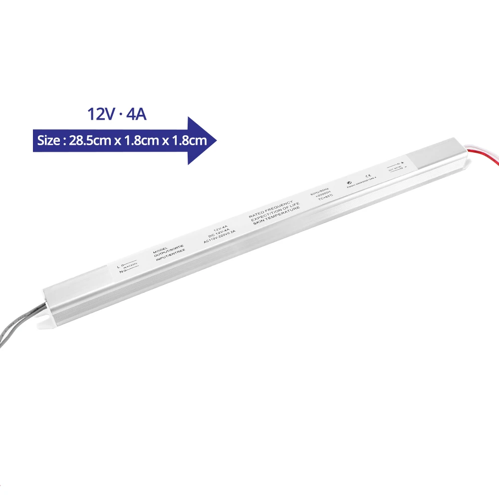 12V 4A DC12V 1.5A 2A 3A 4A 5A светодиодный драйвер AC110V~ 220V Ультра тонкий светодиодный источник питания Светильник ing трансформатор для тонкий рекламный светильник - Цвет: 12V 4A