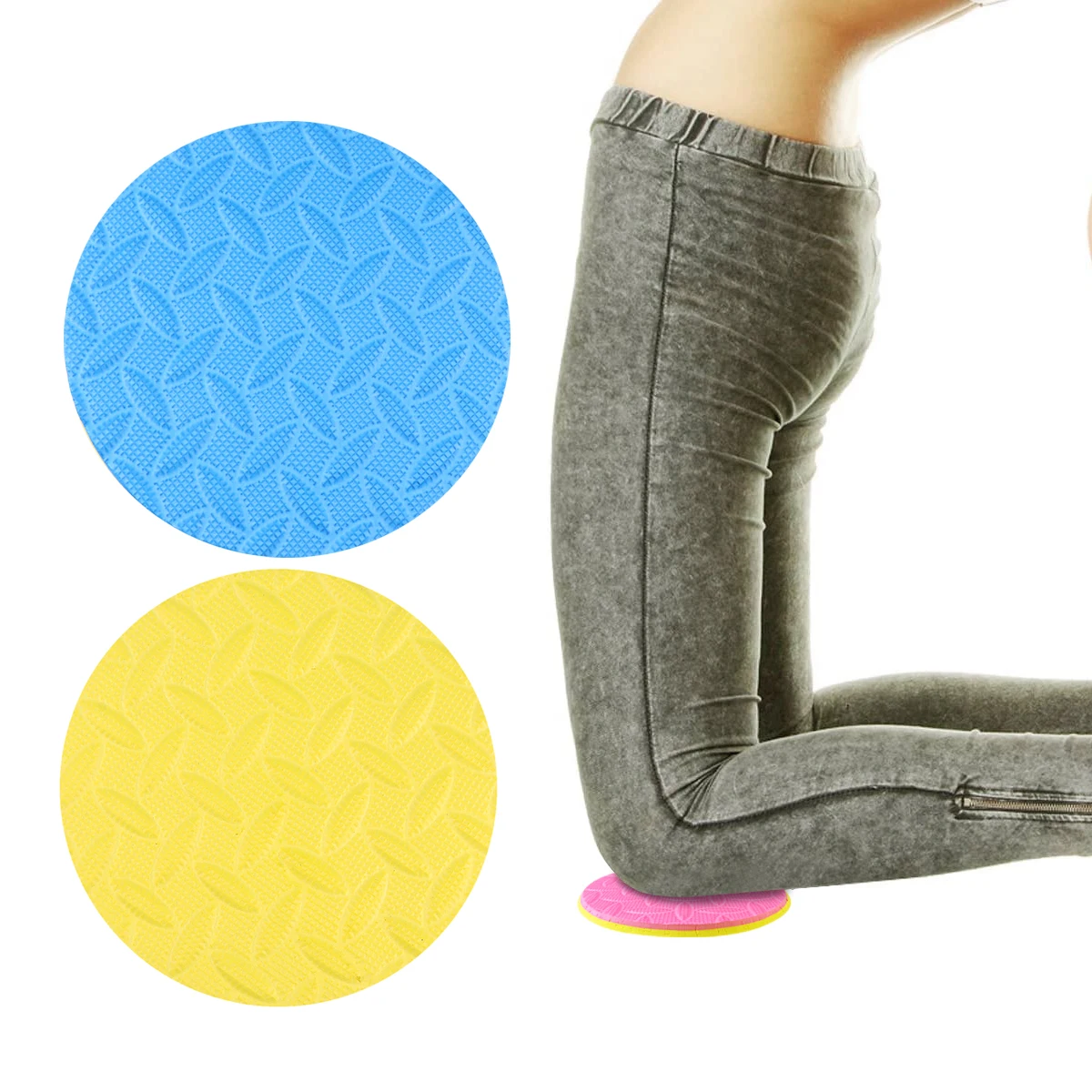 

2PCS Eco Round TPE Yoga Knee Pad Comfortable Yoga Workout Cushion Thick Pad Yoga Pilates Workout Support Pad for Hands Wrists