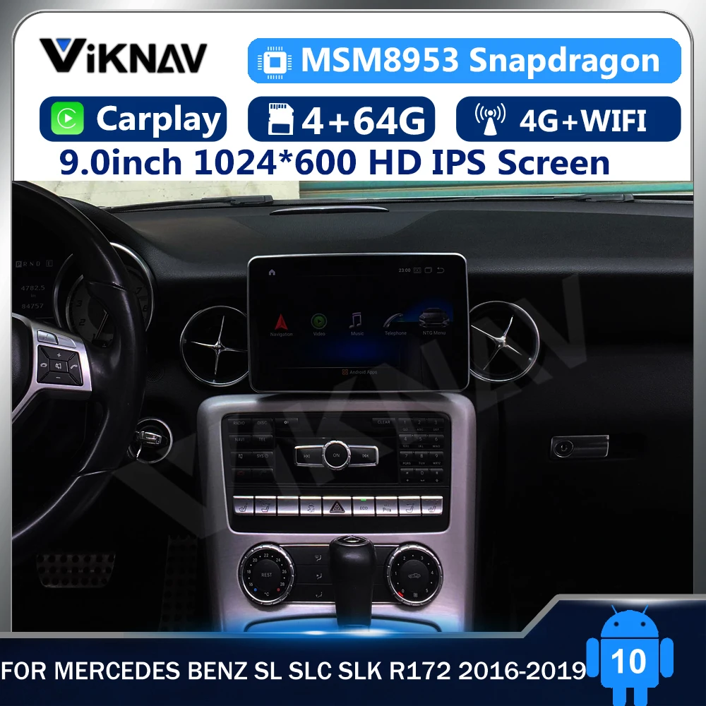 

9inch Android 10 car radio Player For Mercedes Benz SL SLC SLK R172 2016-2019 GPS Navigation DVD Multimedia 2din