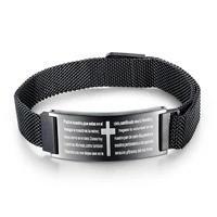 retro cross black stainless steel mesh belt scripture mens bracelets 2020 fashion adjustable cuff jewelry accessories bracelets