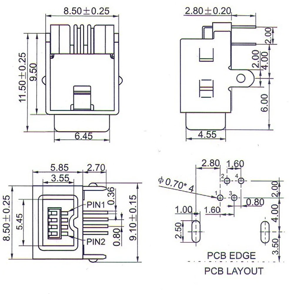 5 штук в наборе USB 4 Pin Женский правый угол PCB разъем 1394 серии сделай сам |