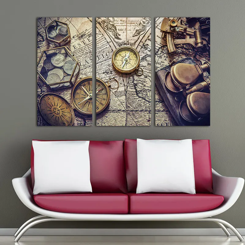 Три навигационных инструмента картина маслом Декоративная Настенная украшение