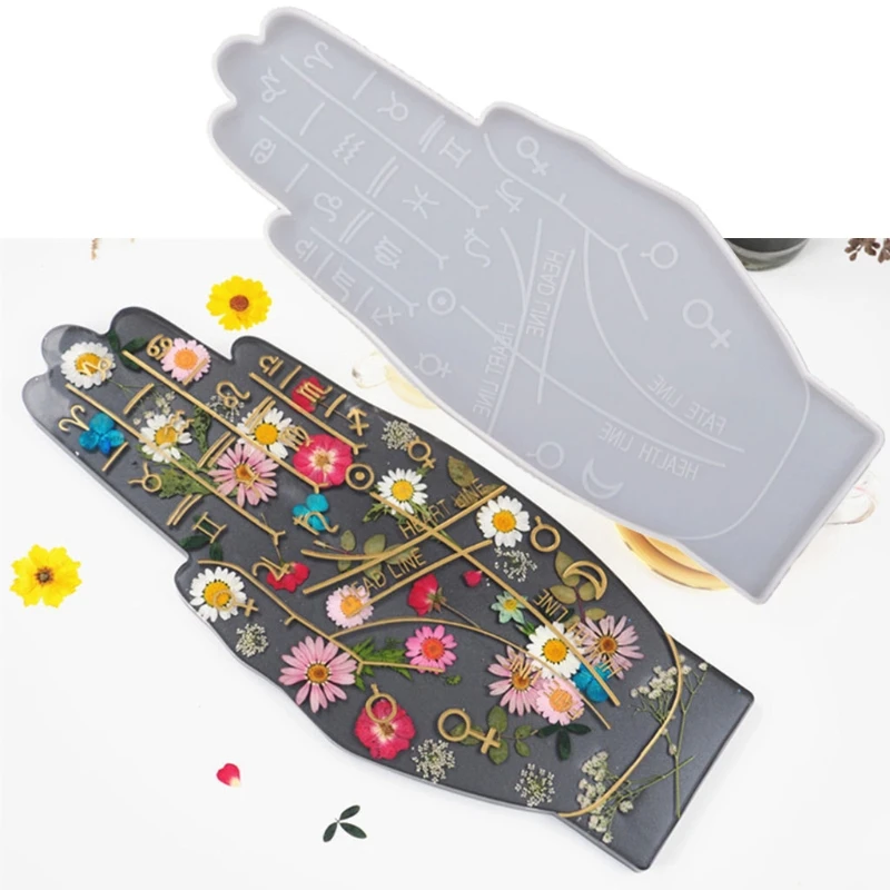 

Palmistry Constellation Tray Epoxy Resin Mold Coaster Serving Plate Silicone Mould DIY Crafts Decorations Casting Tool