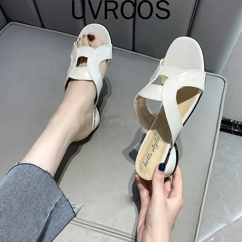 

2022 Fashion Party Shoes for Women Brown Green Ostrich Toe Flat Shoes for Work and Beach Summer New slipper