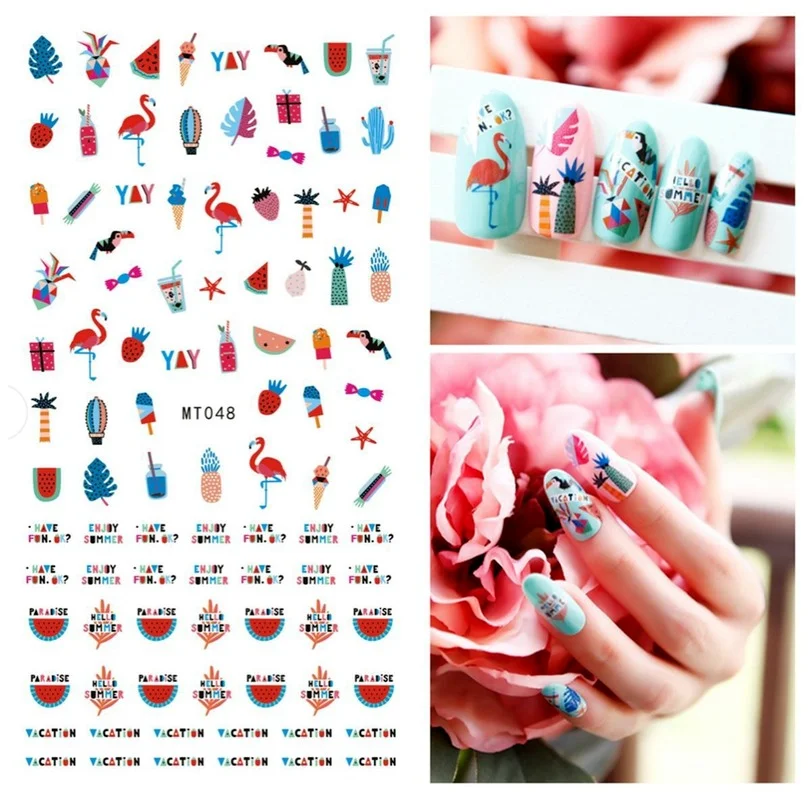 

Spring Flowers Nail Decals Bird Nail Stickers Beach Nail Art Paper Decoration Trim Nail Tattoo Creative Design Watermark Decal