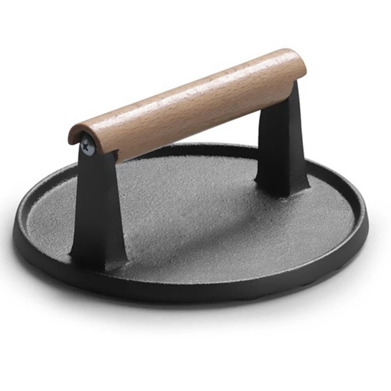 Лучшая ручка стейк пластина Профессиональный пресс для мяса барбекю чугунный