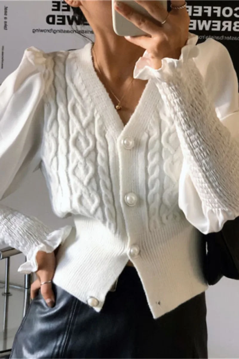 

Slim Fashion Cardigan Korea Sweater Acrylic 2021 New Short Knitted Sweater Female Coat Vetement Femme Women's Clothing EK50MY