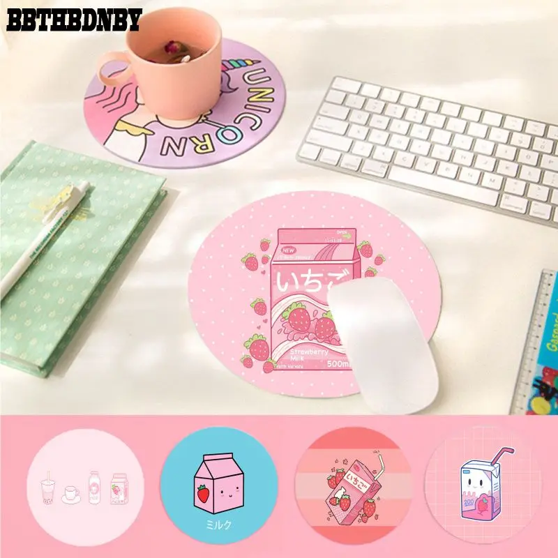 

BBTHBDNBY Kawaii Japanese Strawberry Milk Keyboard Gaming MousePads Anti-Slip Laptop PC Mice Pad Mat gaming Mousepad